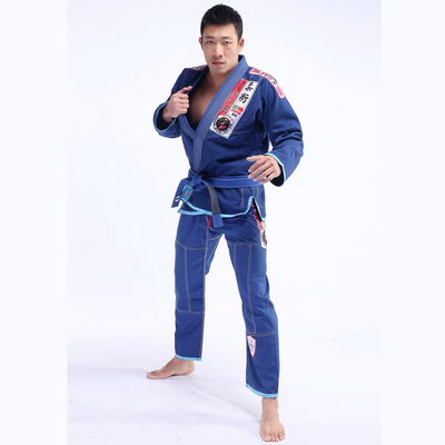 OEM Pre Shrunk Bjj Gi 575g 100% Linen Jiu Jitsu Uniform Blue