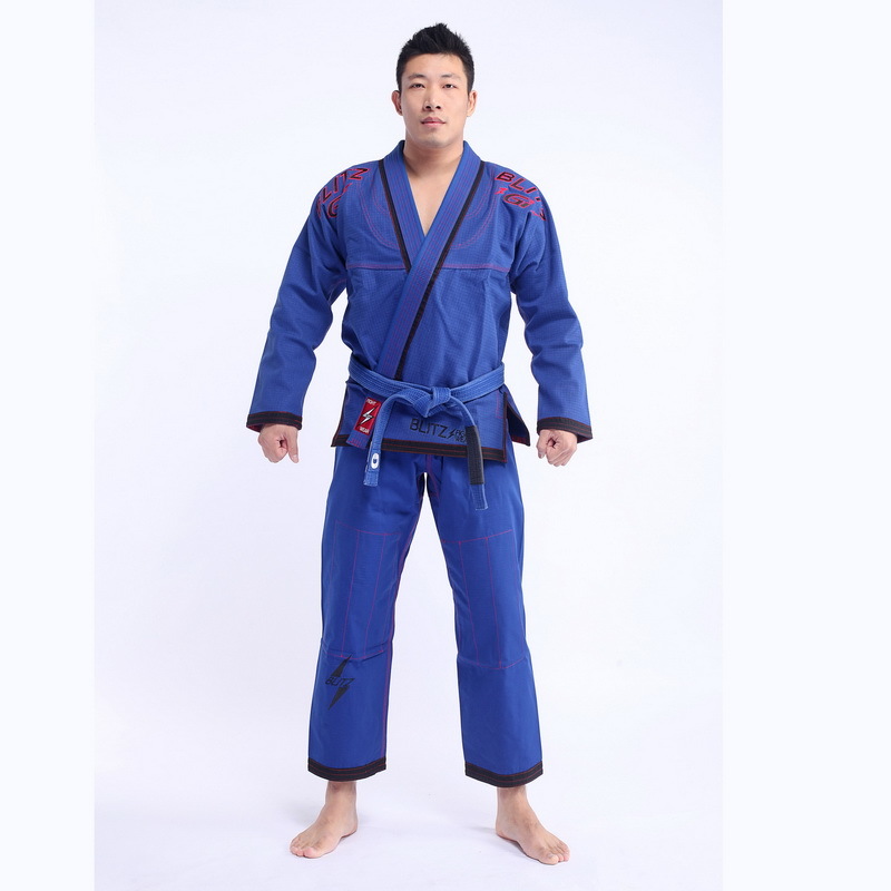 OEM Pre Shrunk Bjj Gi 575g 100% Linen Jiu Jitsu Uniform Blue